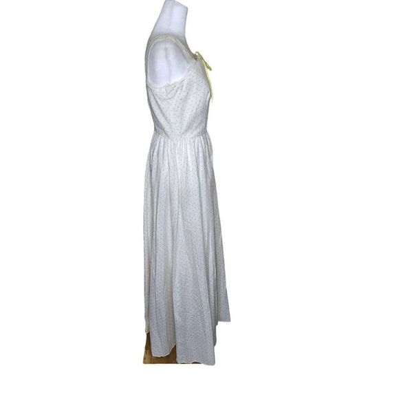 Vintage 70s Strappy Maxi Sweet Summer Dress Womens Size M White Yellow Calico Fl - Picture 3 of 5